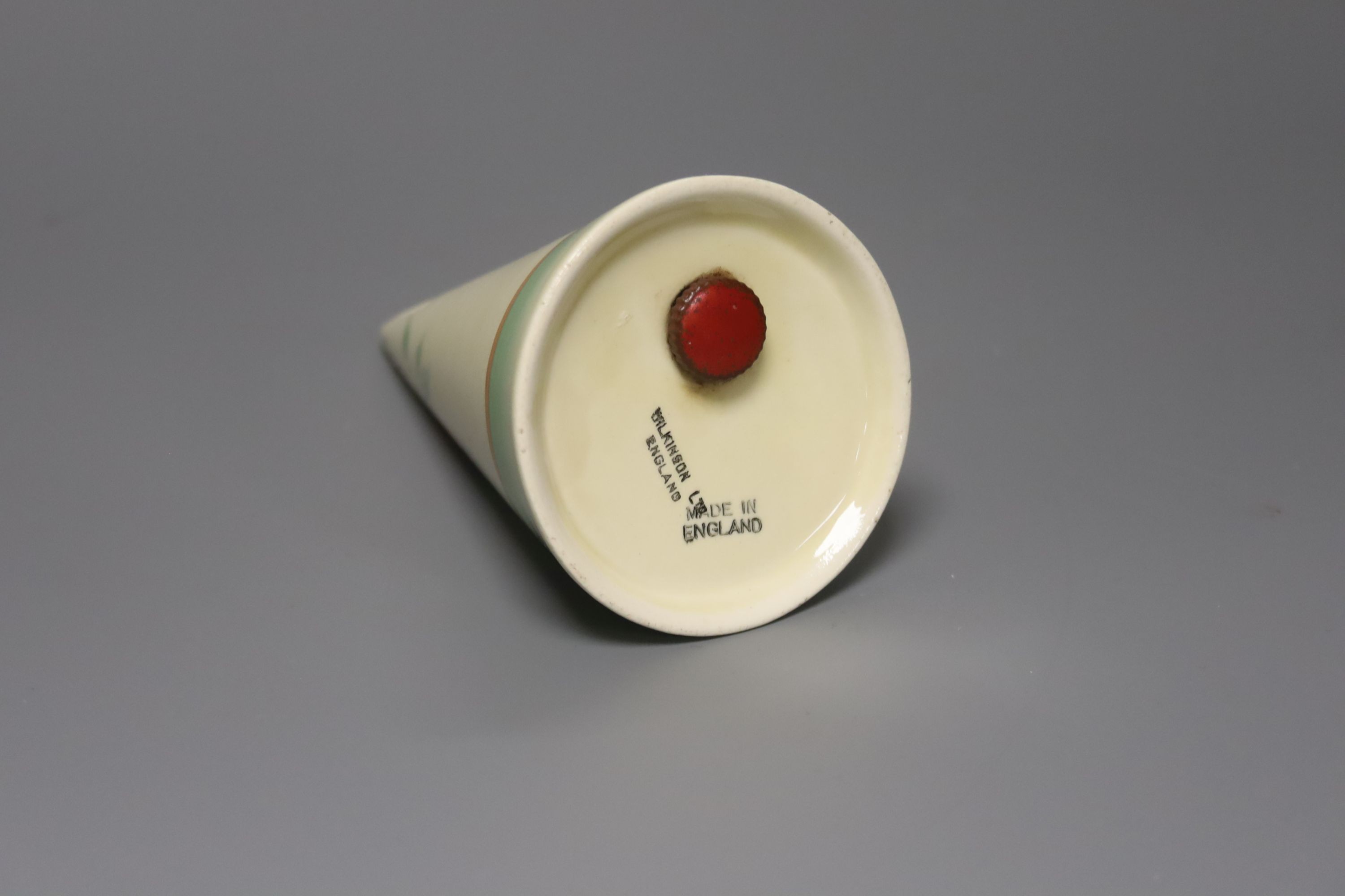 A Clarice Cliff conical shaped sugar sifter, 14cm
